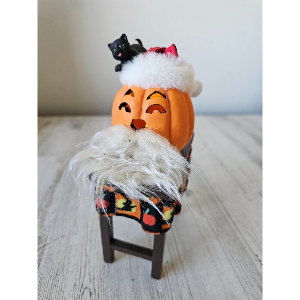Light up mini pumpkin‎ Halloween prop jack-o'-lantern cat decor unique